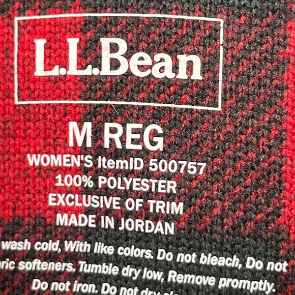 LL BEAN Sweater Fleece Womens M Buffalo Check 1/4 Snap Pullover Kangaroo Pockets - Picture 5 of 13